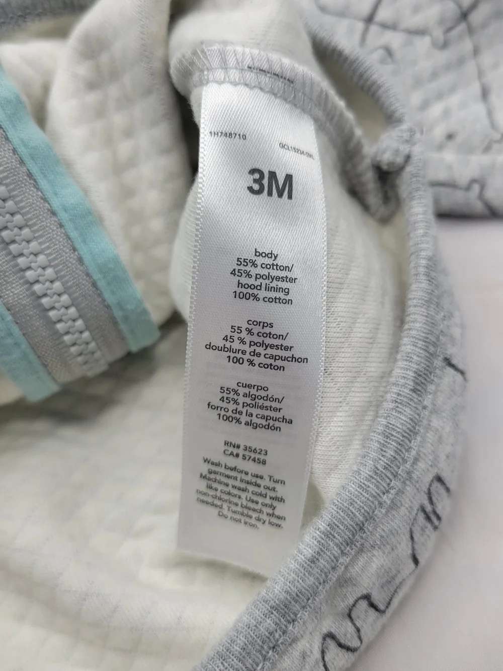 Carter's Light Gray Bear Print Hooded Sweatshirt